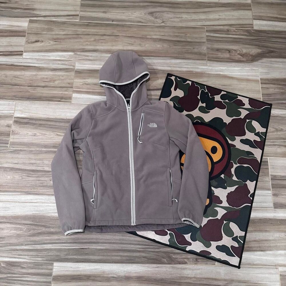 The North Face Fleece Jacket Womens M Grey Full Zip Osito Lined Hooded